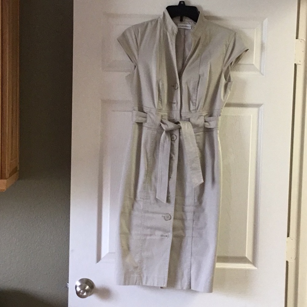Calvin Klein light khaki button down dress